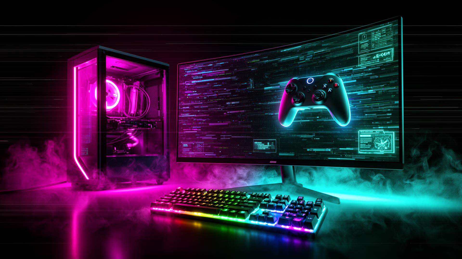Cyberpunk gaming setup